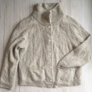 EILEEN FISHER Beige Speckled Wool Blend Cardigan